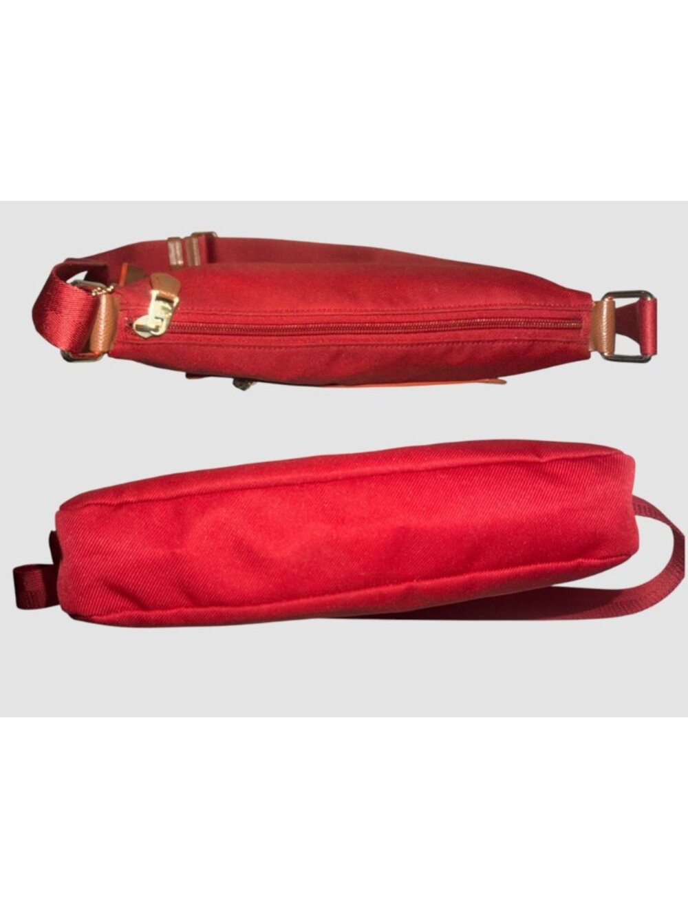 Coach Sawyer Crossbody F37239 Red Poly Twill Saddle Leather Trim Convertible Bag - Picture 7 of 9